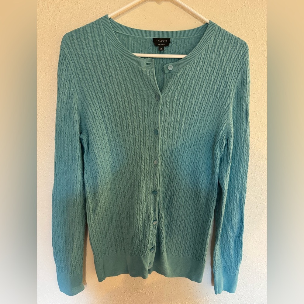 Talbots M Turquoise Knit Cardigan